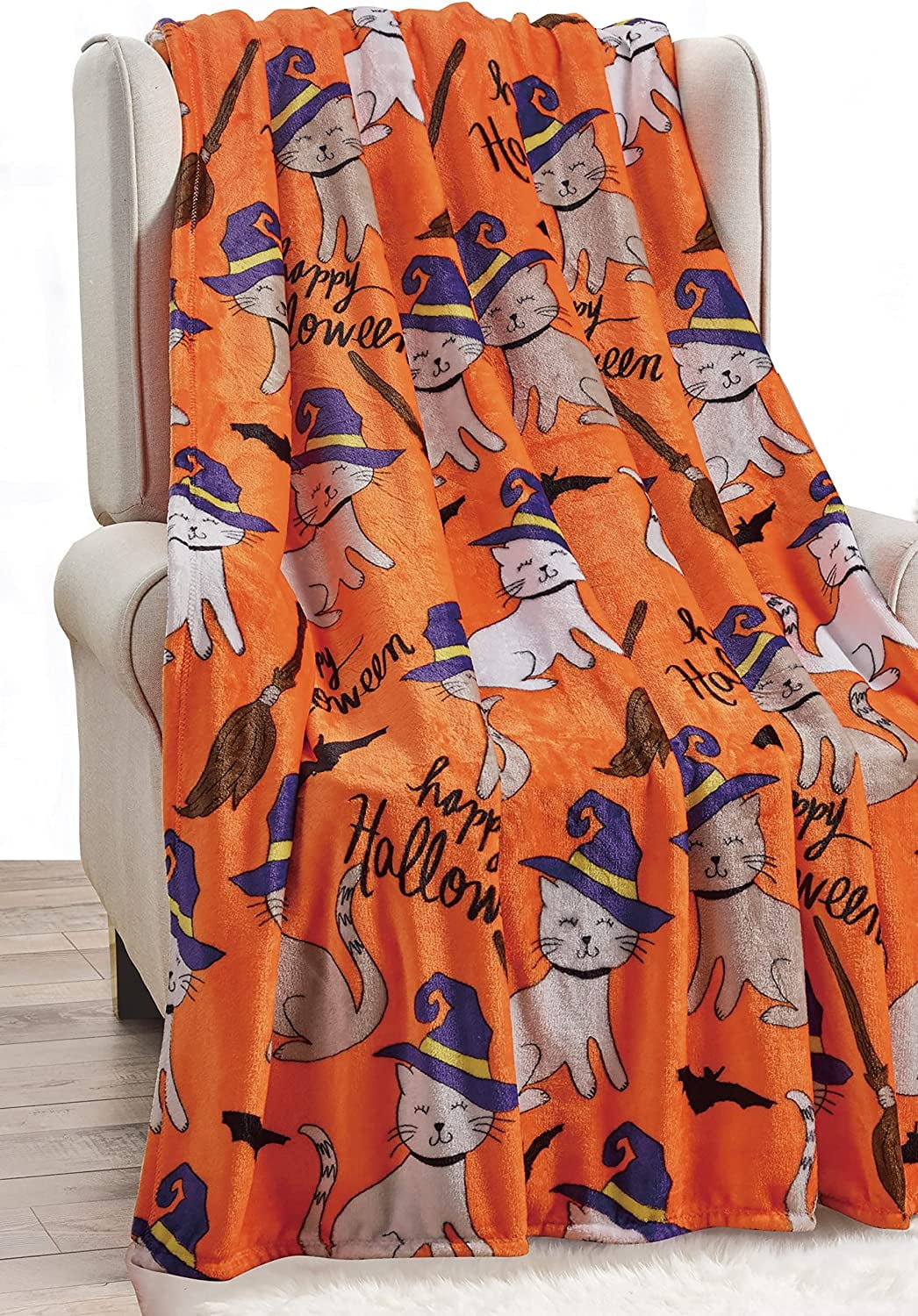 Elegant Comfort Halloween Themed Lightweight Throw Blanket - Soft, Comfty, and Plush - Ideal for Lounging During Spooky Season, 50 x 60 inches, Autumn Leaves, Throw Blanket