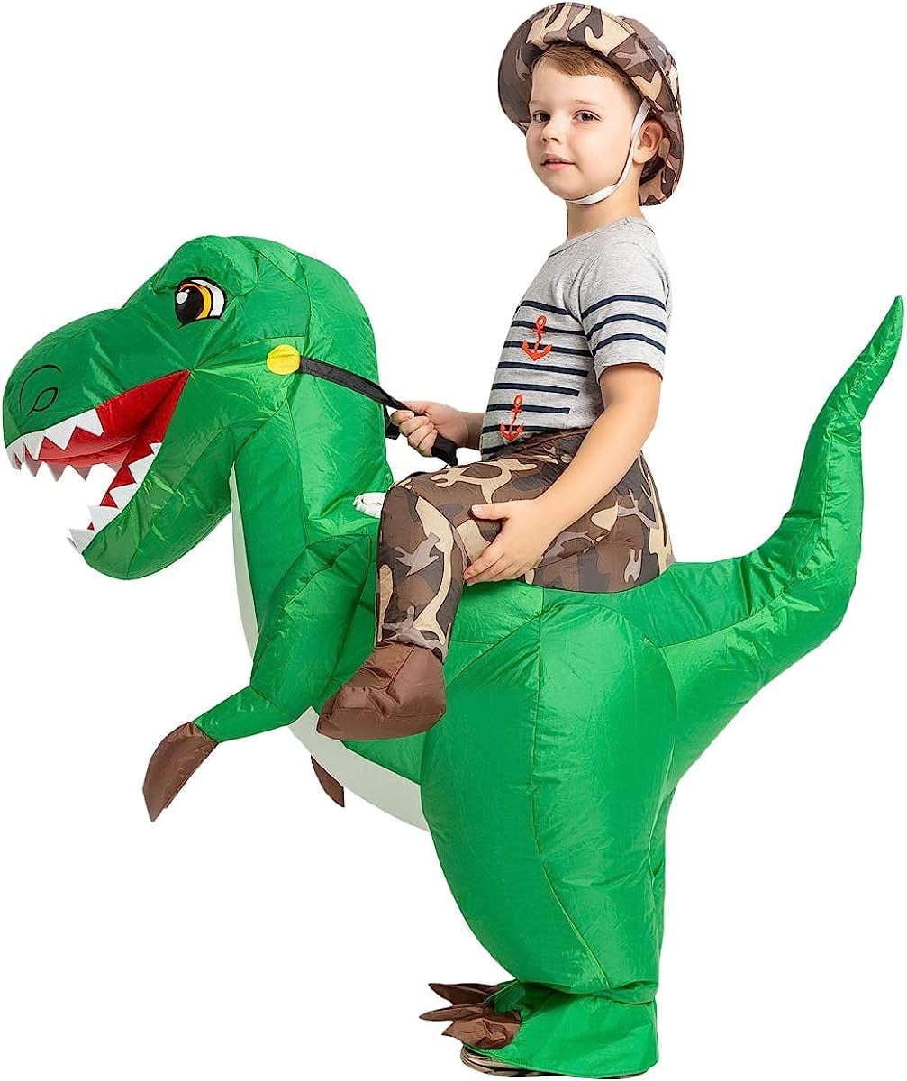 GOOSH 48 inch Inflatable Dinosaur Costume for Kids, Kids Halloween Costume for Unisex Boys Girls, Funny Blow Up Costumes for Halloween Party Cosplay