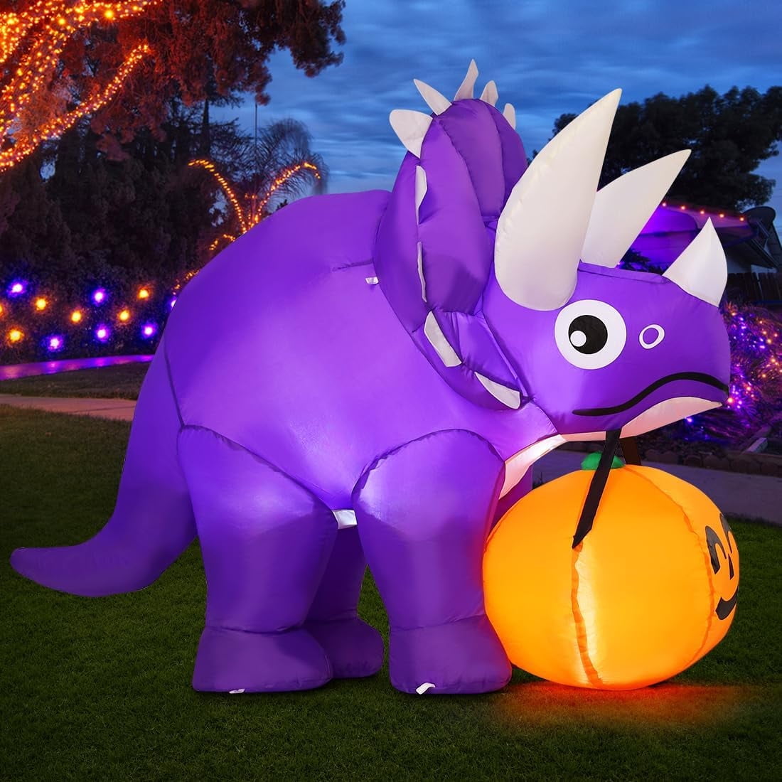 GOOSH Halloween Inflatable 5 FT Halloween Dinosaur Inflatable, Inflatable Halloween Dinosaur Halloween Dinosaur Decorations with LED Lights, Halloween Decorations Inflatables Clearance for Holiday