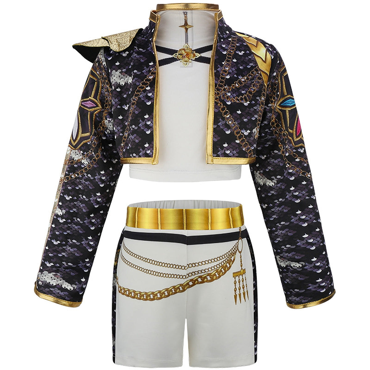 Girls Stage Performance Outfit with Top and Skirt Halloween Cosplay Costume