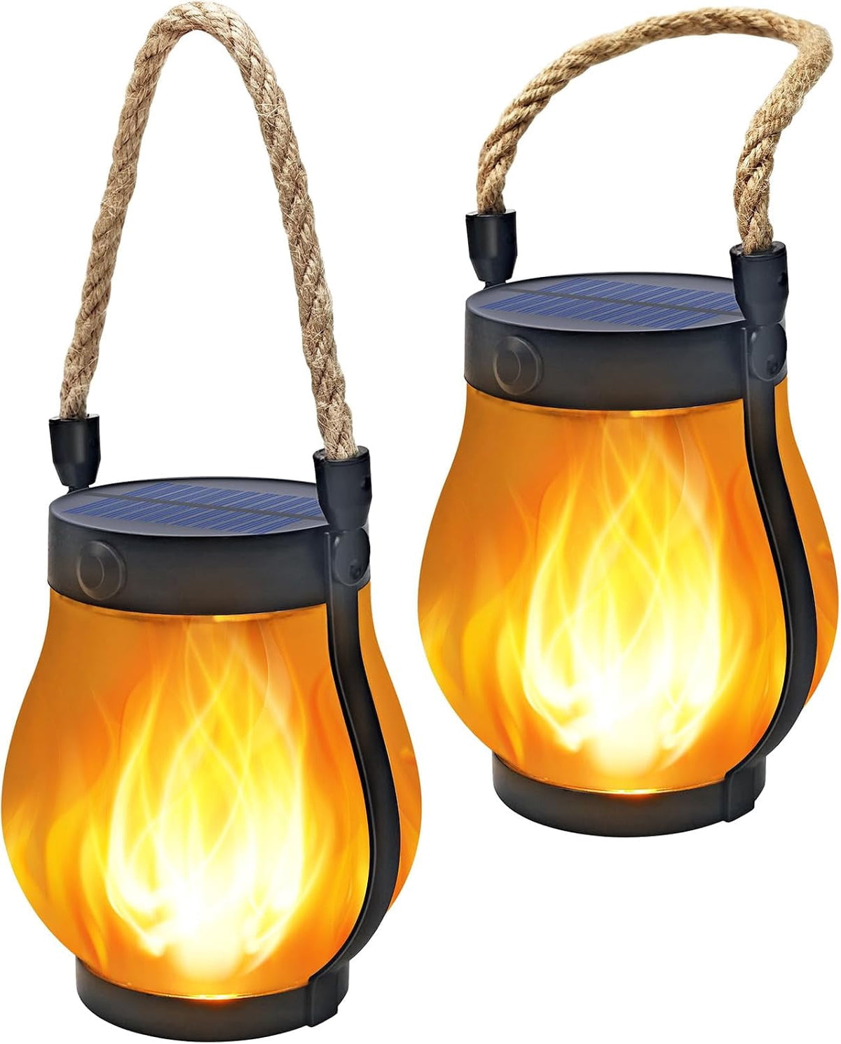 Gkcity Solar Lanterns Outdoor with Ultra-Real Flame, Dual Charging (USB/Solar) & 2 Modes - Waterproof Decorative Hanging/Table Lights for Yard Patio Garden Gift Halloween Easter Decoration, 1 Pack