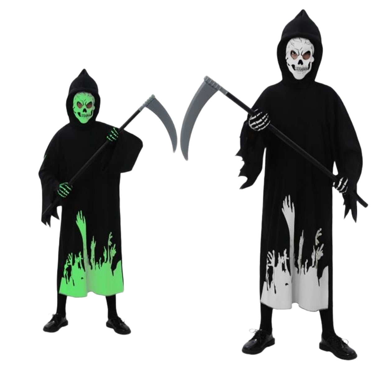 Spooky Skeleton Costume for Kids, Glow in The Dark Halloween Bone Outfit for Boys and Girls, Creepy Role Play Cosplay Dress for 4-8 Years Old