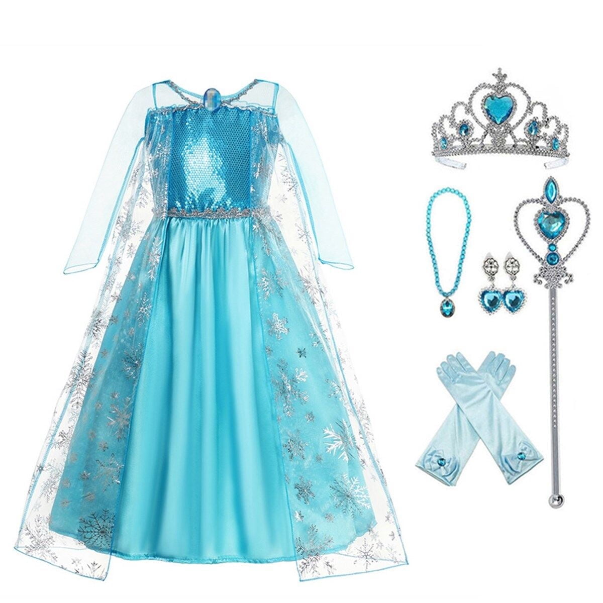 HAWEE Princess Dress Queen Costume Halloween Cosplay Dress up for Toddler Girls with Accessories