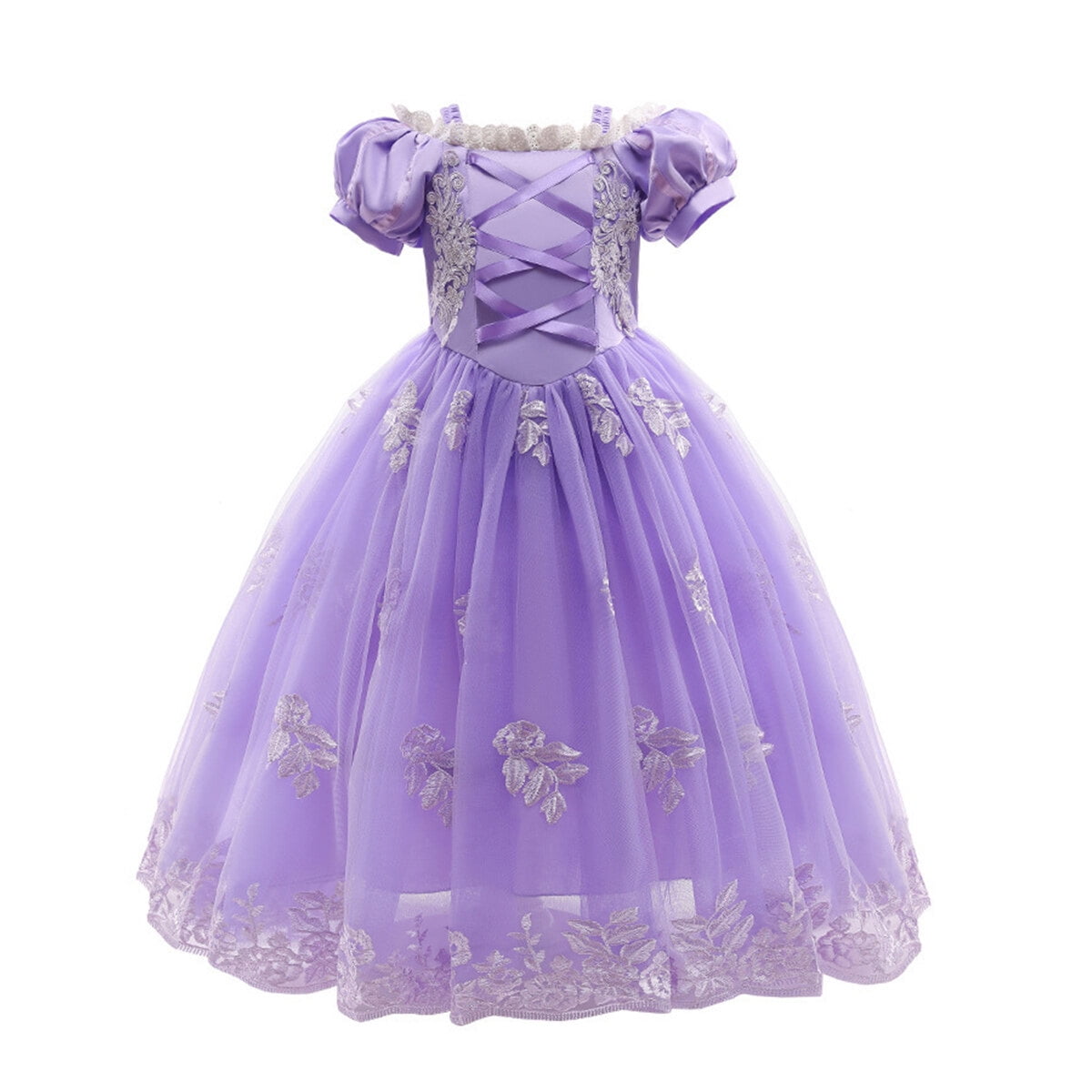HAWEE Princess Dress for Girl Pink Cosplay Halloween Costume Puff Sleeve Layerd Dresses