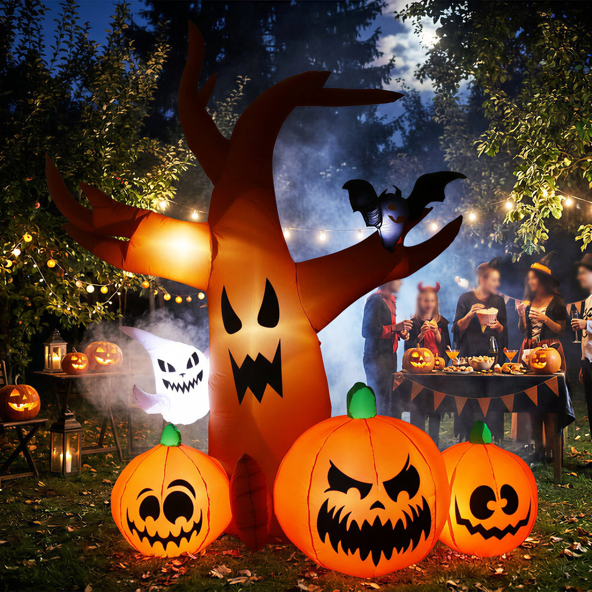 MAGOTAN 9 FT Halloween Inflatables Archway Outdoor Decorations Pumpkin Ghost Archway Halloween Inflatable Blow Up Pumpkin Tombstone Decoration Build-in LED Lights