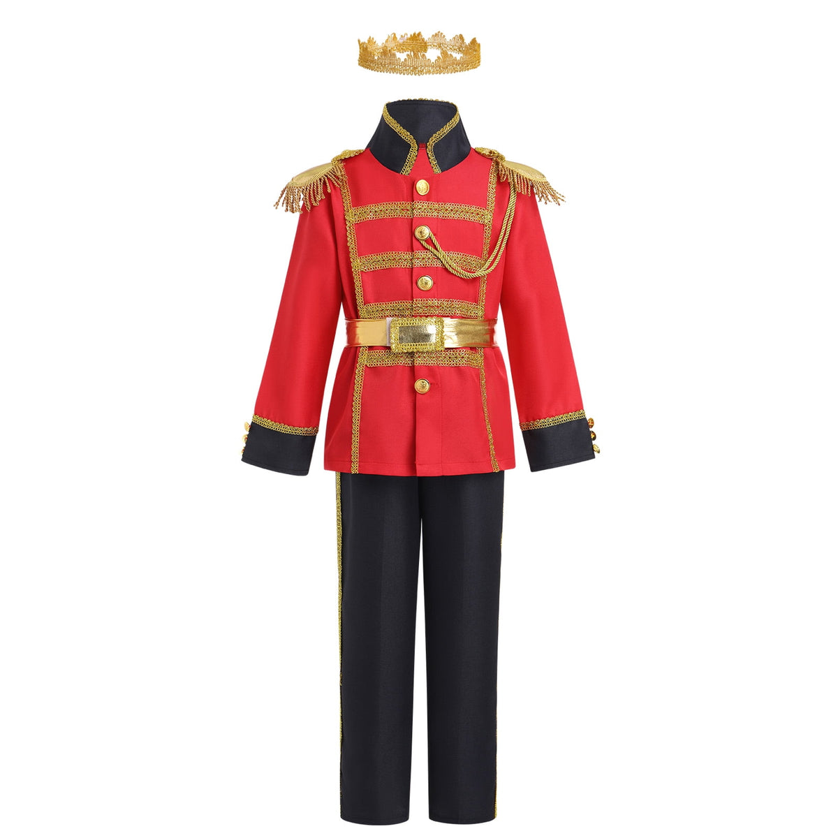 IBTOM CASTLE Boys Prince Charming Costume Halloween Cosplay Dress up Birthday Party Medieval Royal Prince Outfits for Toddler Child 3-4 Years Red 4pcs