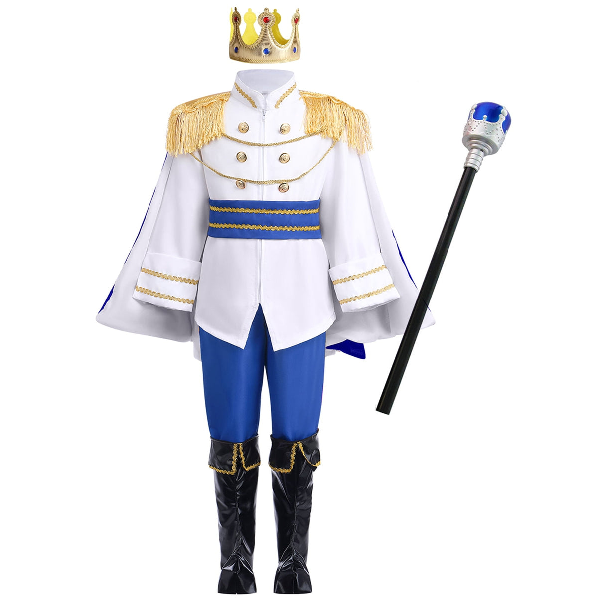 IBTOM CASTLE Boys Prince Charming Costume Halloween Cosplay Dress up Birthday Party Medieval Royal Prince Outfits for Toddler Child 3-4 Years Red 4pcs