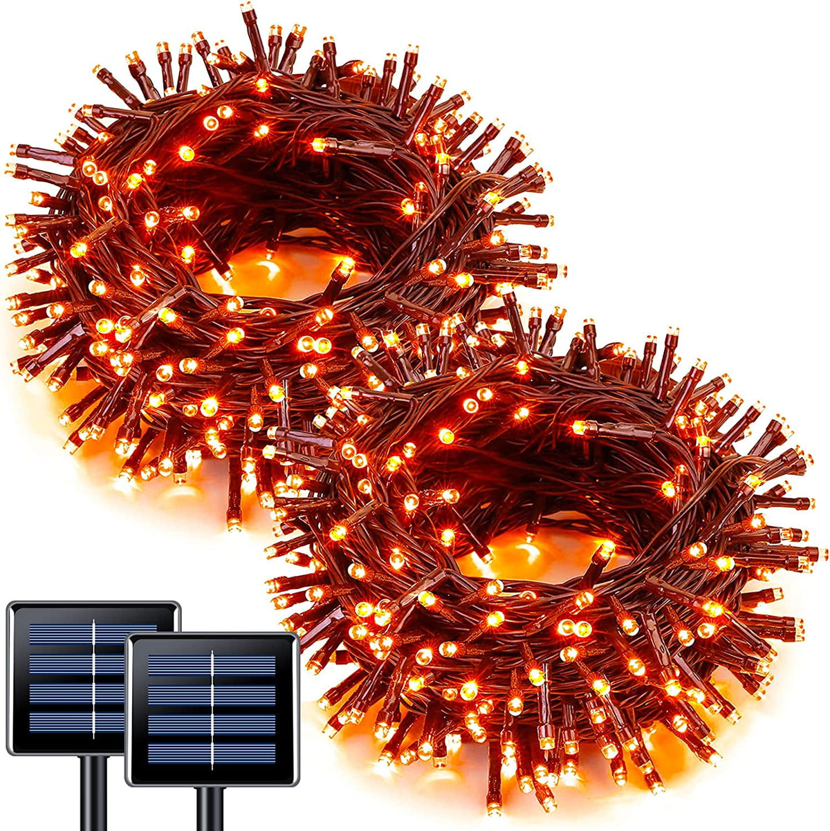 JMEXSUSS 2 Pack Solar String Lights Outdoor, 100 LED 42.7ft White Solar Lights Outdoor Waterproof, 8 Modes Green Wire Solar Christmas Lights for Garden, Wedding, Party, Christmas Tree Decoration