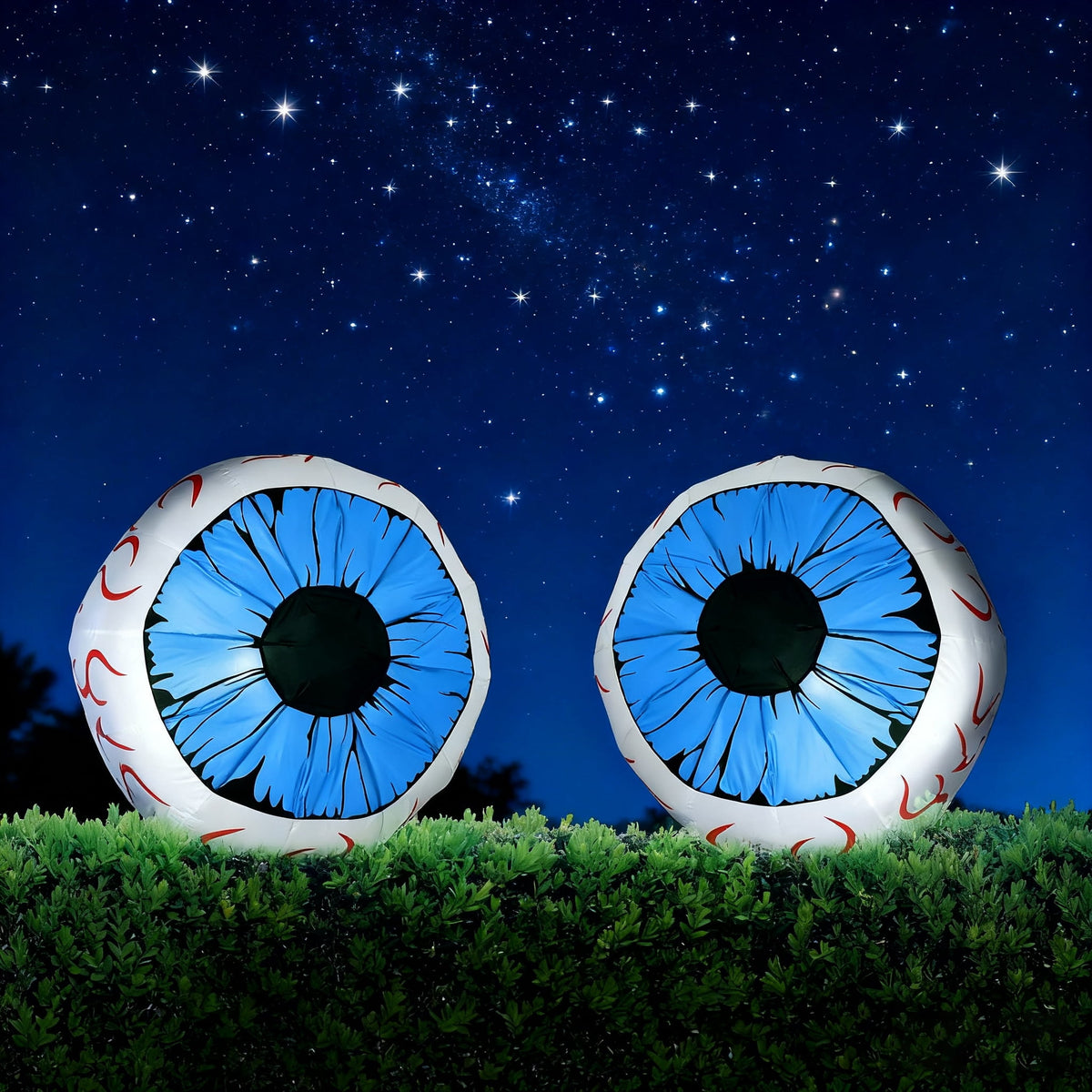 Joyfy 2 Pack Halloween Inflatable Eyes Decoration with Build-in LEDs,3 ft Blow Ups Green Eyes for Yard,Halloween Decor Outdoor with LEDs Party Supplies Blow up Decoration