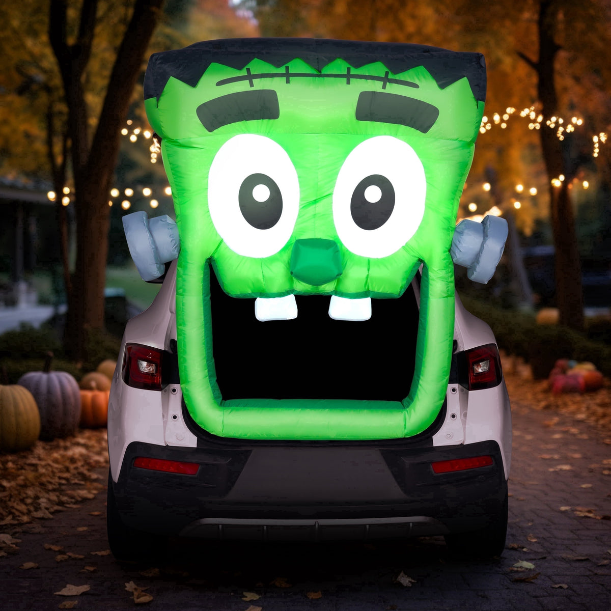 Joyfy 6 FT Halloween Inflatable Haunted Castle Decoration,Trunk or Treat Car Decorations Kit Ghost and Pumpkin with Built-in LED Light for Halloween Party Indoor,Outdoor,Yard,Garden Decor