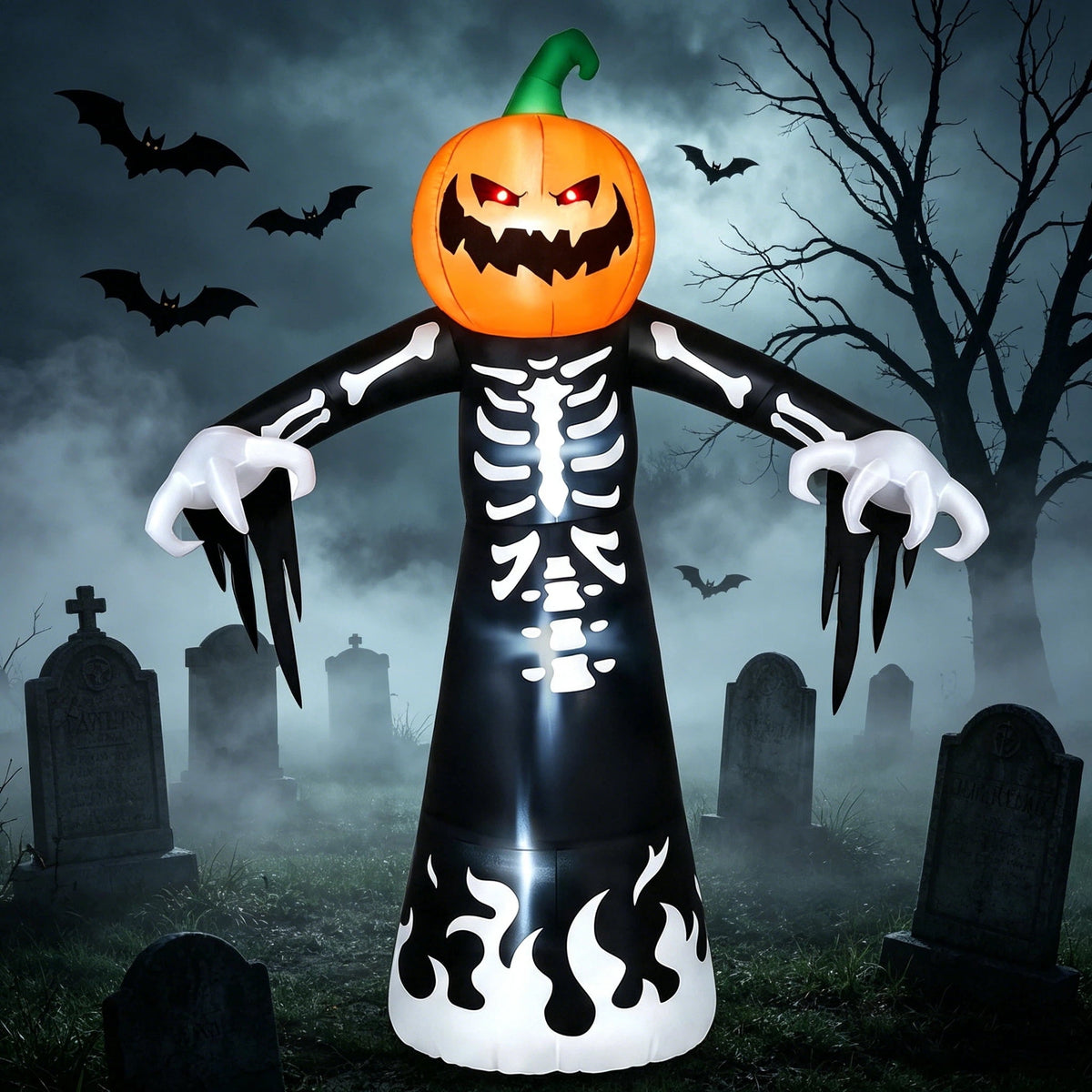 Joyfy 12 FT Halloween Inflatable Giant Grim Reaper Decoration with Built-in LEDs,Grim Reaper with Scythe Halloween Decorations Outdoor Blow Up Yard Lawn Decoration