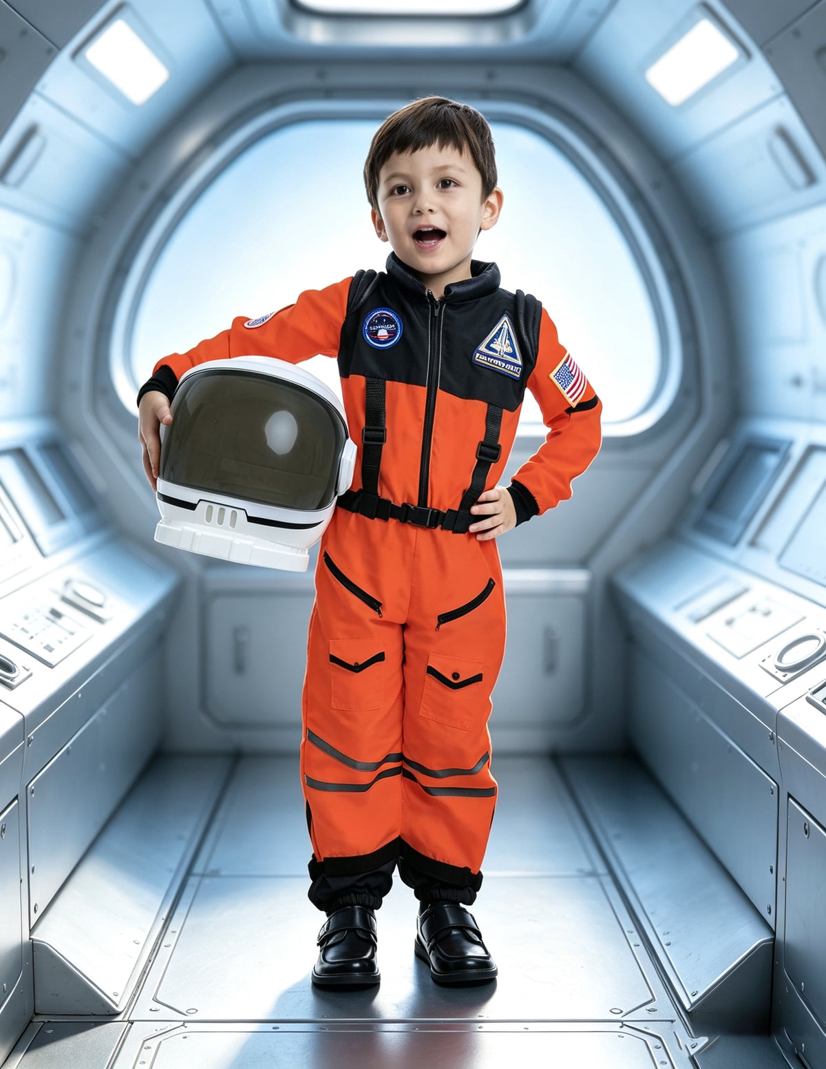 Joyfy Astronaut Costume with Helmet for Kids Toddler Boys Halloween Dress Up Party and Roly Play Cosplay 3-14 Years