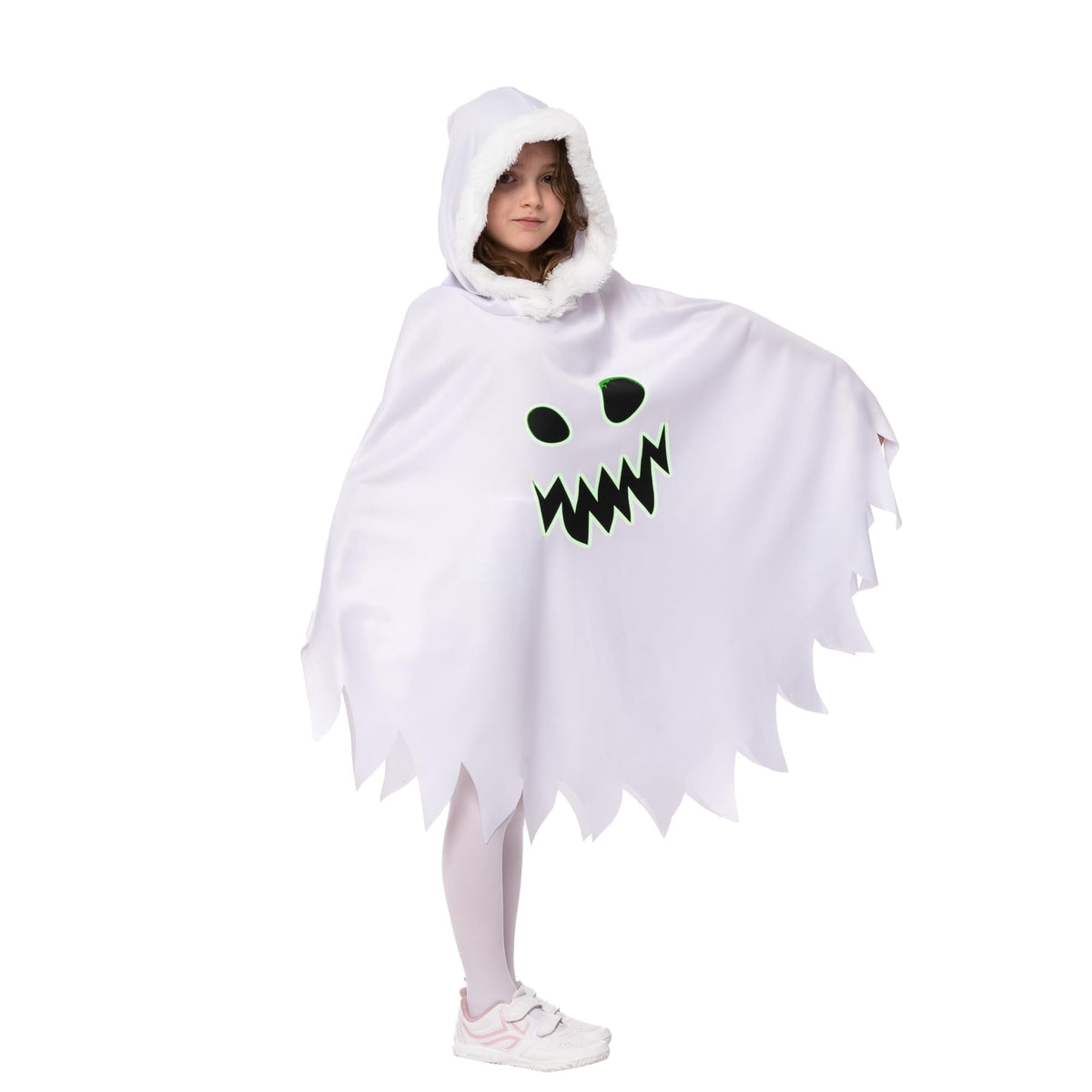 Joyfy Kids Ghost Costume, Halloween Ghost Costume, White Silent Ghost Costume with Pumpkin Bag for Toddler Boys Girls Halloween Party Dress Up Cosplay