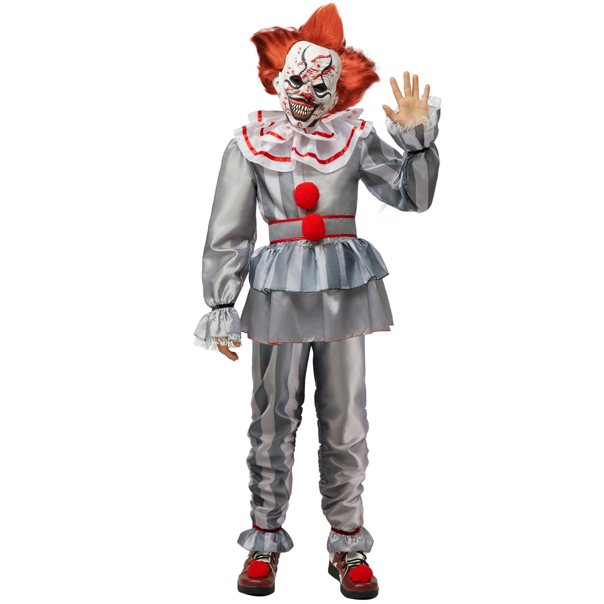 Joyfy Girls Clown Costume, Evil Clown Dress, Halloween Scary Jester Costume for Girls Halloween Dress Up, Fancy Dress Cosplay Party