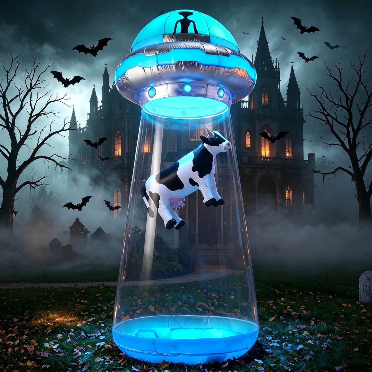 Joyfy 9 ft Halloween Inflatable Giant Alien Decoration with Built-in LEDs,Alien Halloween Decorations Outdoor Blow Up Yard Lawn Decoration