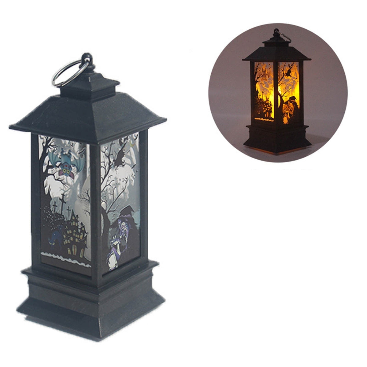 Lhrmh Halloween Decor - LED LED Hanging Lamp Candle Lantern with Skeleton and Pumpkin Designs for Portable Spooky Lighting