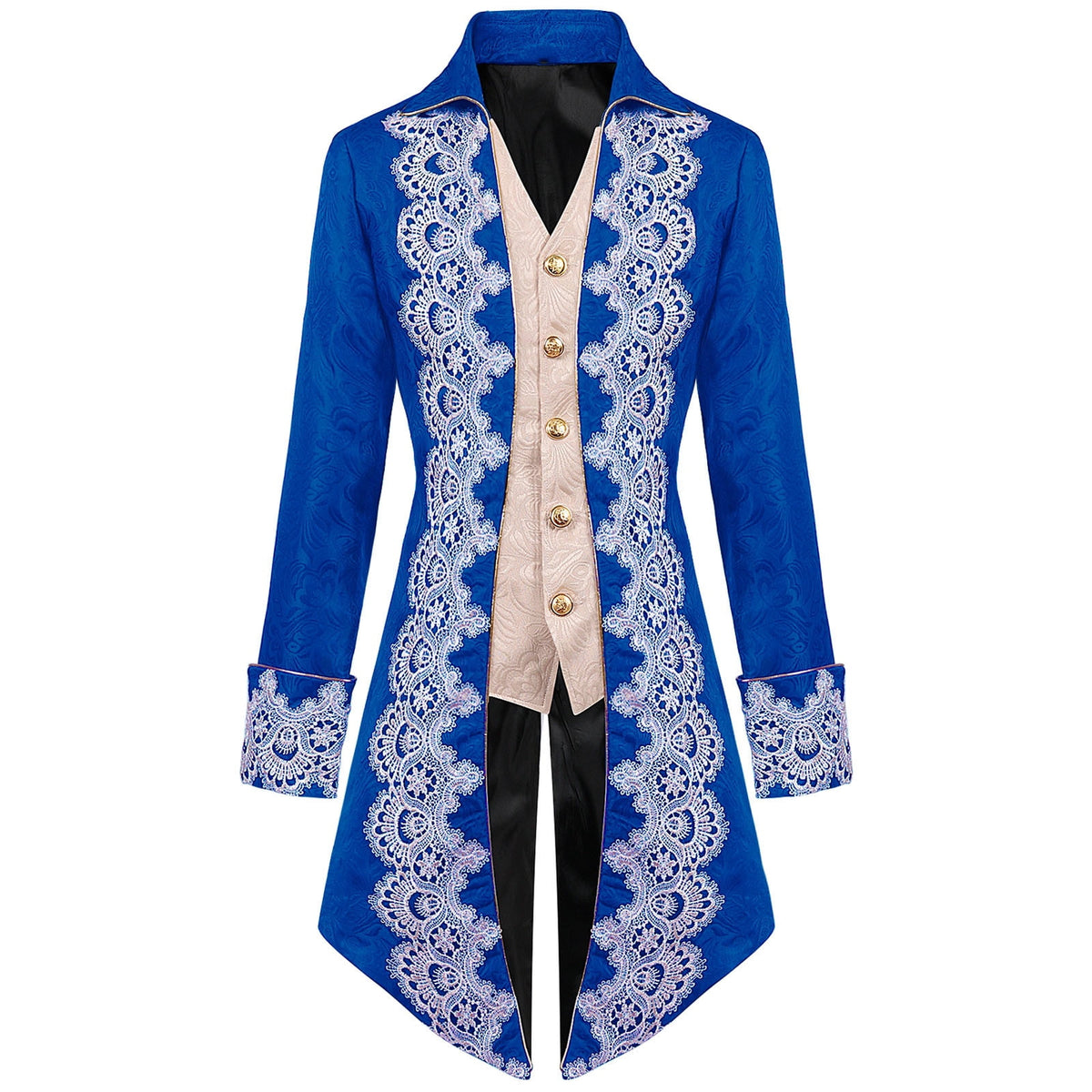 Lilgiuy Men's Steampunk Mid-Century Swallow-tailed Coat Patchwork Turn-down Collar Long-sleeved Gothic Victorian Coat Uniform Halloween Costume (Army Green)