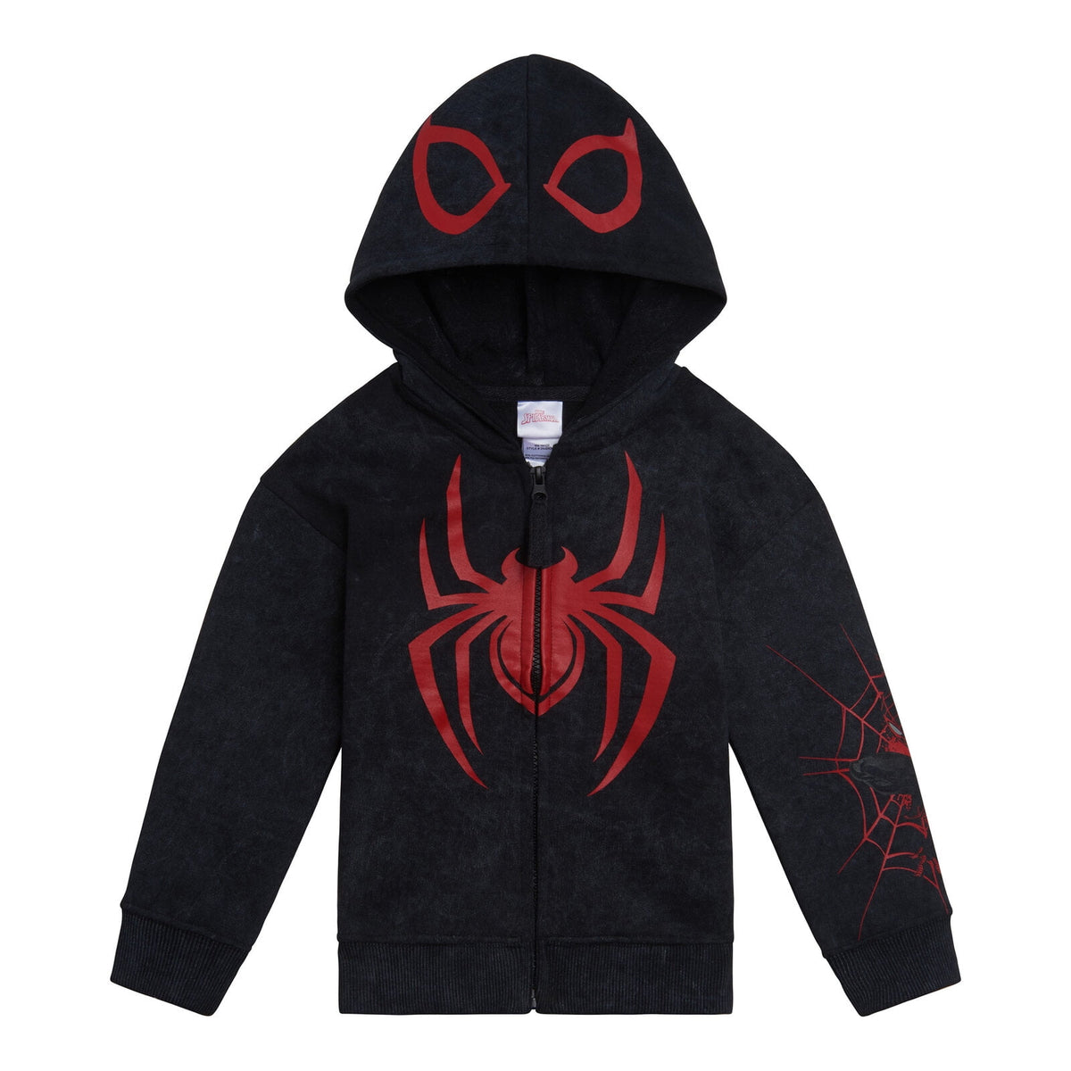 Marvel Spider-Man Adult Men or Women Cosplay Fleece Zip-Up Hoodie Miles Morales Charcoal