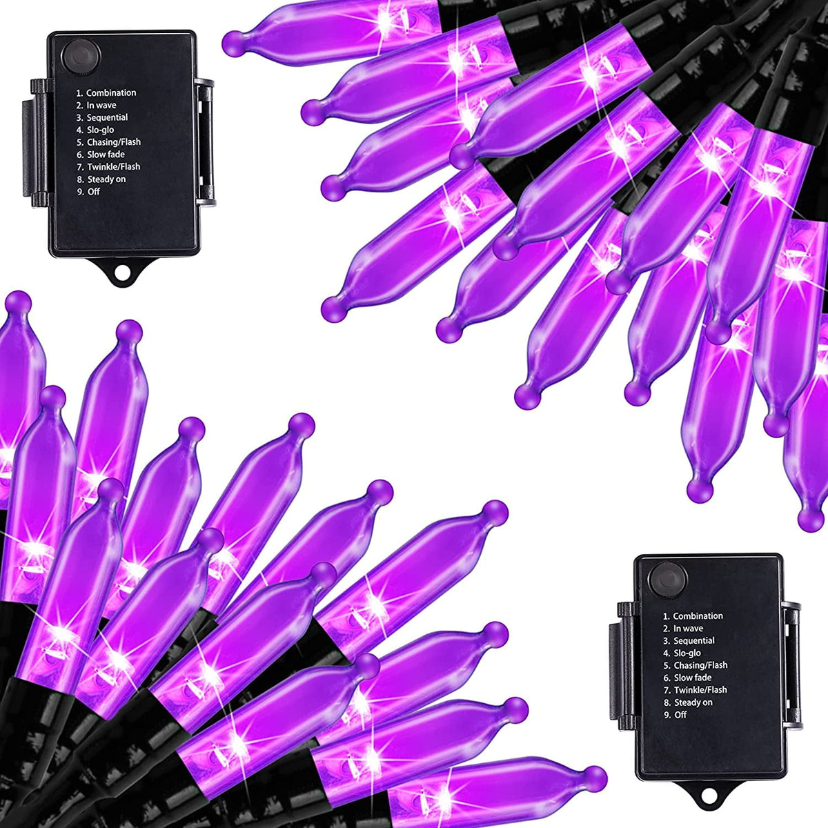Morttic 2 Pack Orange String Lights 16.4Feet 50 LED Battery Operated Waterproof Mini Fairy Lights Show with 8 Modes for Outdoor Indoor Patio Xmas Tree Birthday Party Holiday Christmas Decorations