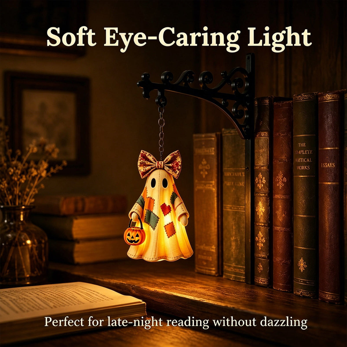 Nkmbld Halloween Bookshelf Lamp, Vintage Library Lantern Decorative Bookshelf Lighting, Hanging Ghost Lantern Book Shelf Light, Halloween Decorations Indoor