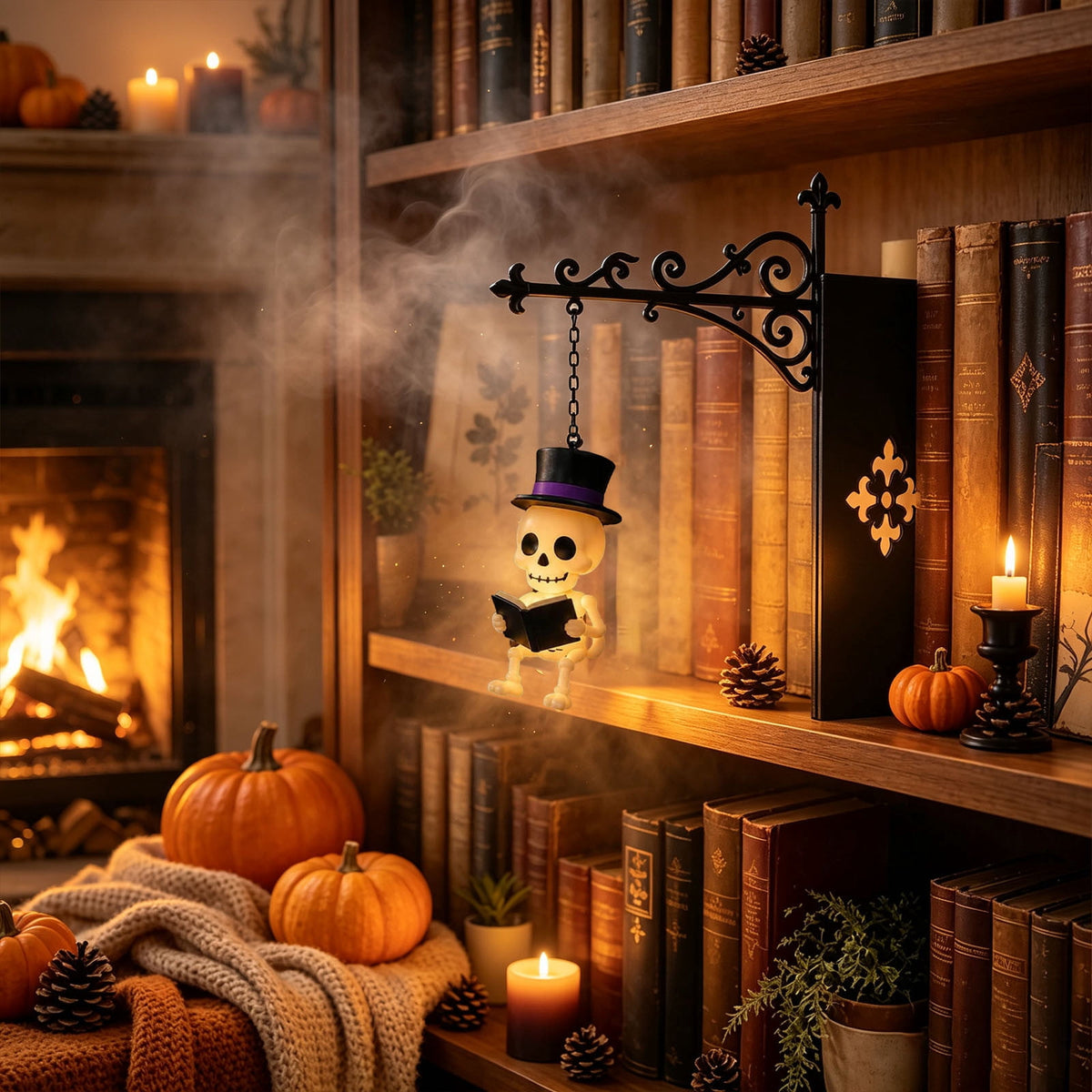 Nkmbld Halloween Bookshelf Lamp, Vintage Library Lantern Decorative Bookshelf Lighting, Hanging Ghost Lantern Book Shelf Light, Halloween Decorations Indoor