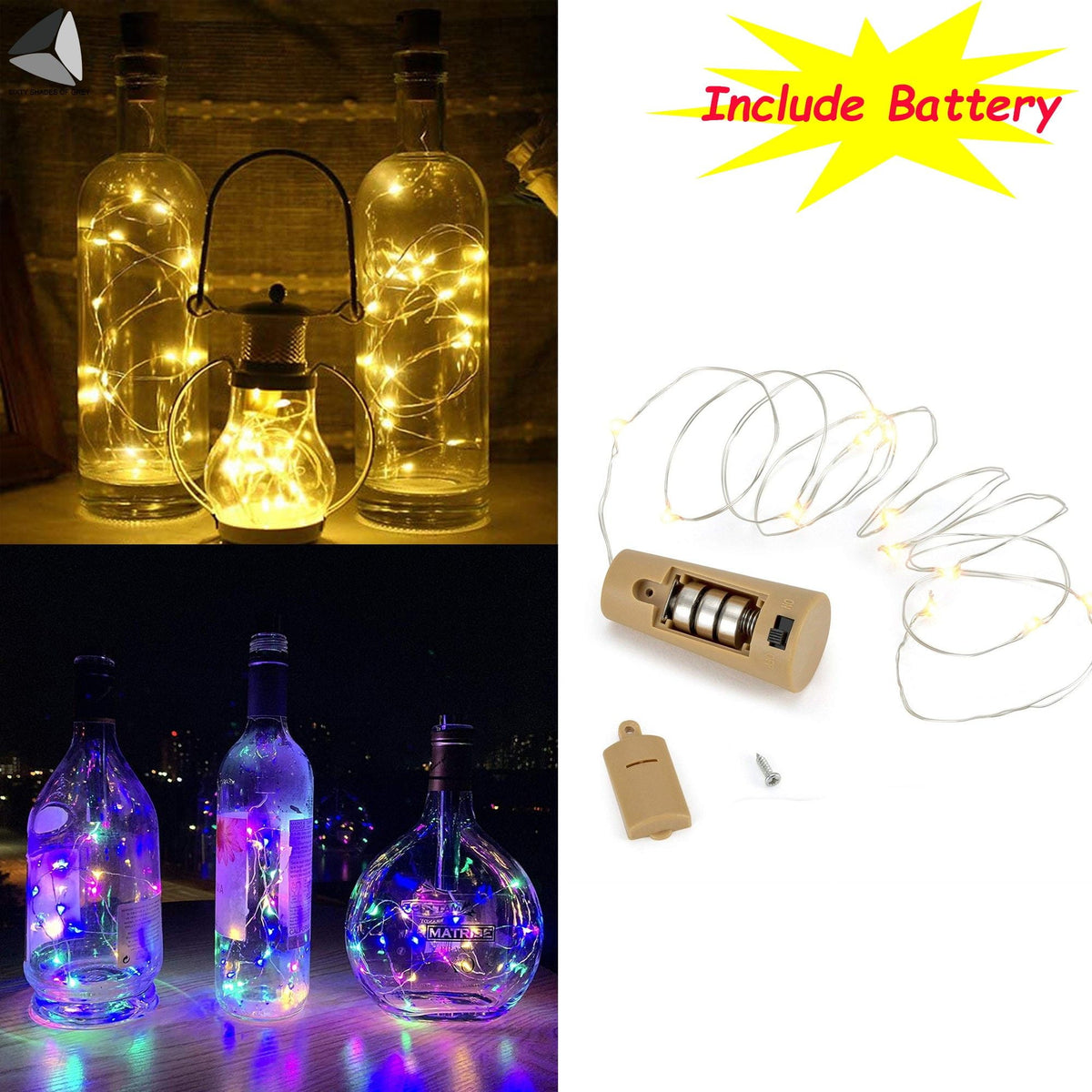 PULLIMORE Wine Bottle Lights with Cork Colorful, 15 LEDs Fairy Lights Battery Operated String Lights for Xmas Party Decor(Warm White, 2.46ft)