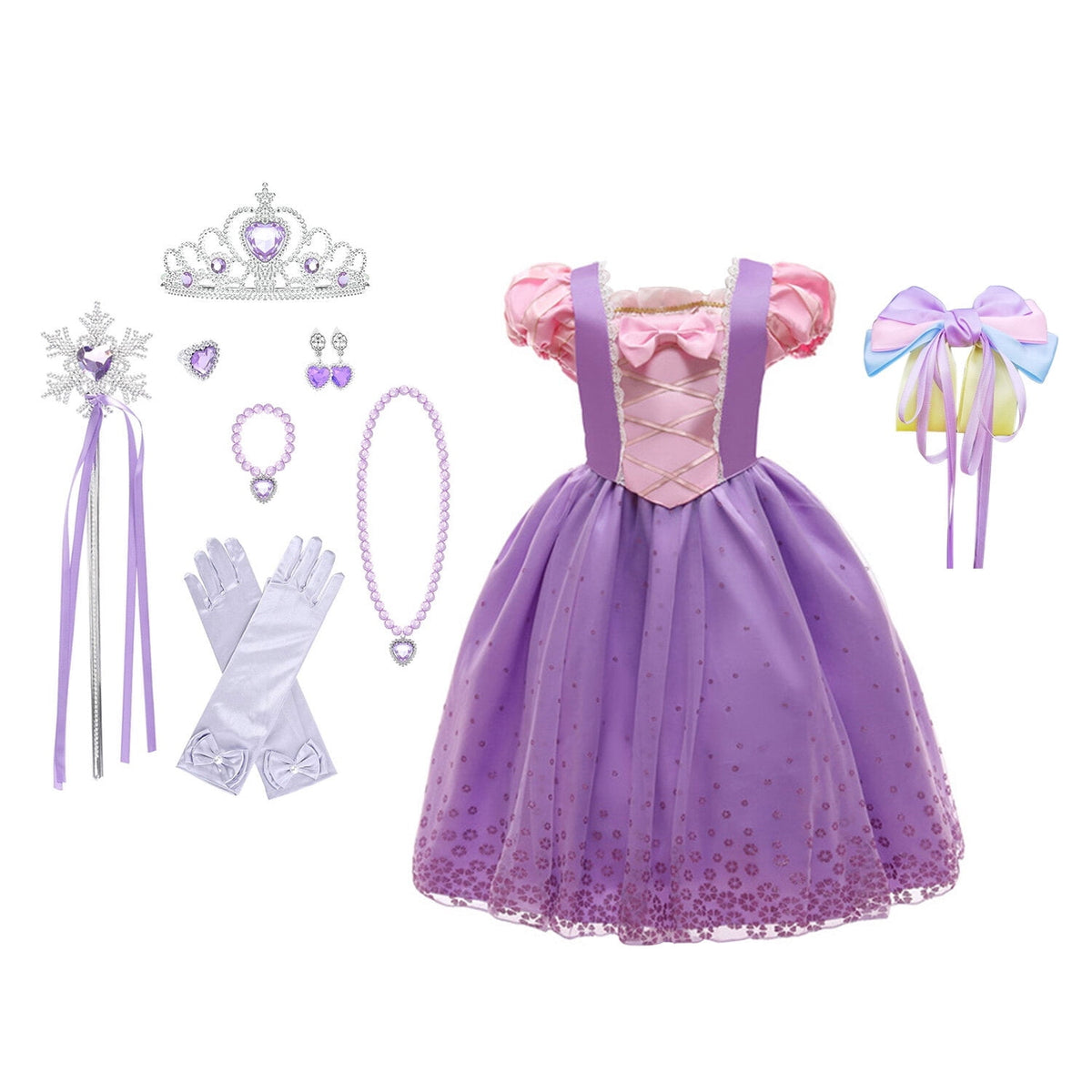 CHOYURME CHONYURM Girls Yellow Princess Costume Off Shoulder Dress with Accessories