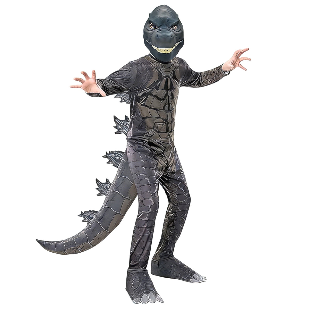 Pigmiss Kids Dinosaur Costume, Full Body Raptor Dino Suit with Mask and Tail, Halloween Cosplay Outfit for Boys Girls Party Dress Up