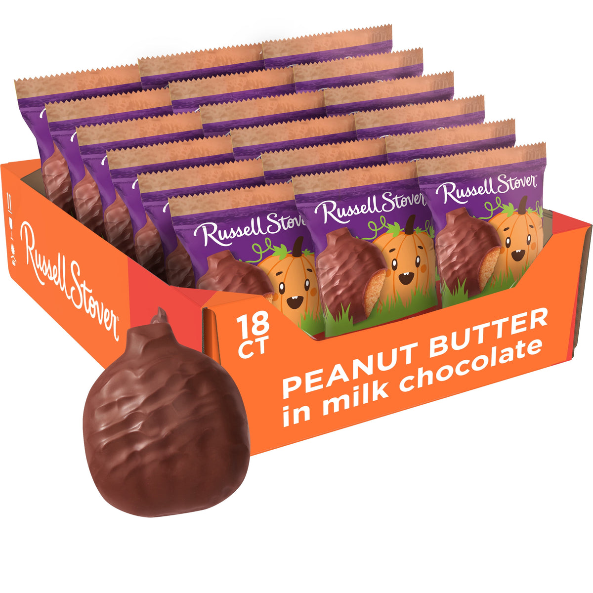 RUSSELL STOVER Halloween Dark Chocolate Raspberry Crème Pumpkin, 1.3 oz.