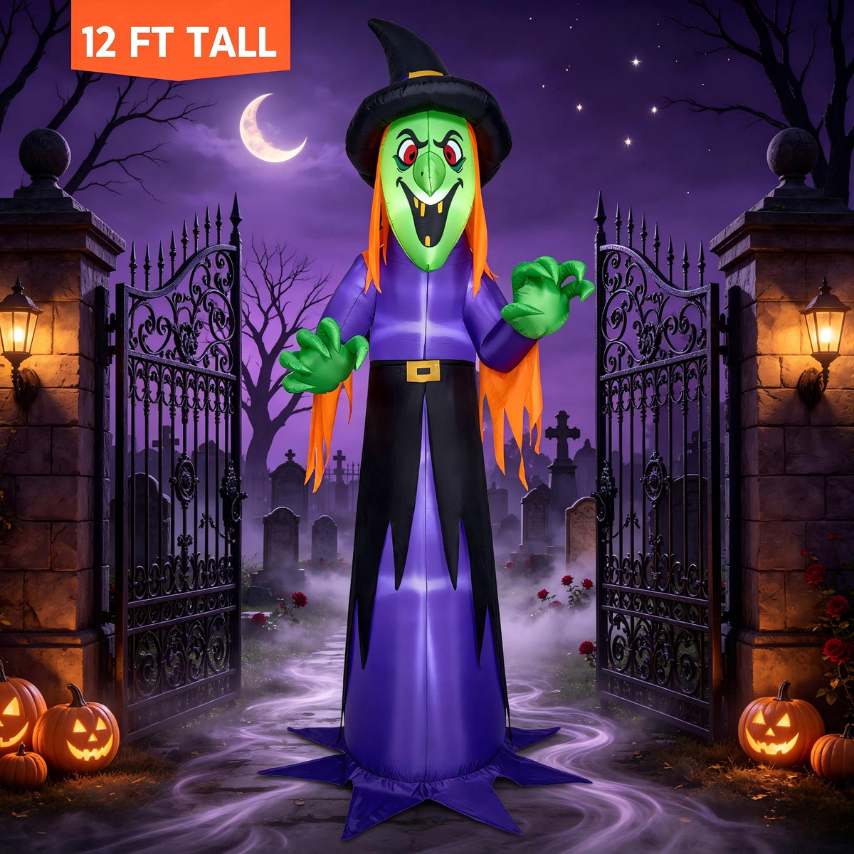 Joyfy 12 FT Halloween Inflatable Giant Grim Reaper Decoration with Built-in LEDs,Grim Reaper with Scythe Halloween Decorations Outdoor Blow Up Yard Lawn Decoration