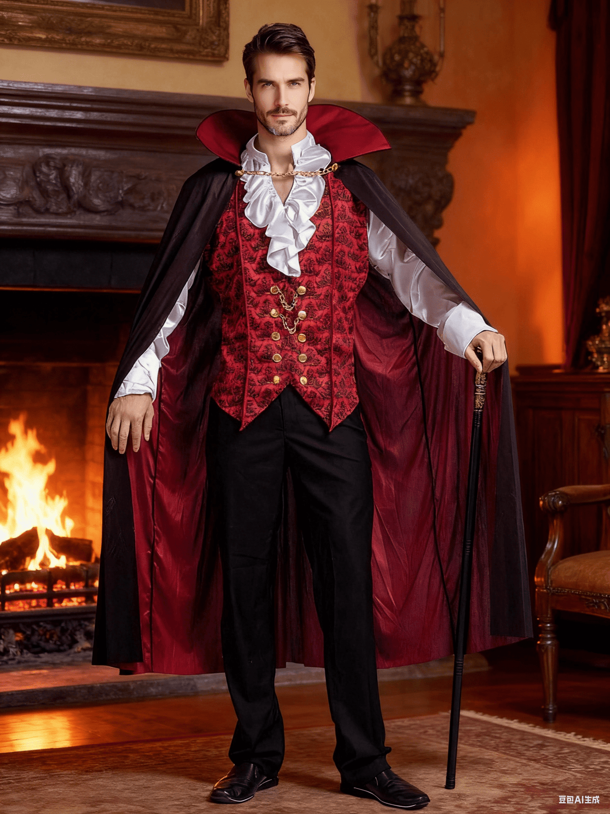 Joyfy Gothic Vampire Costume Kids, Toddler Vampire Costume Halloween Vampire Costume, Vampire costume for boys, Halloween Party Dress Up (3-4yrs)
