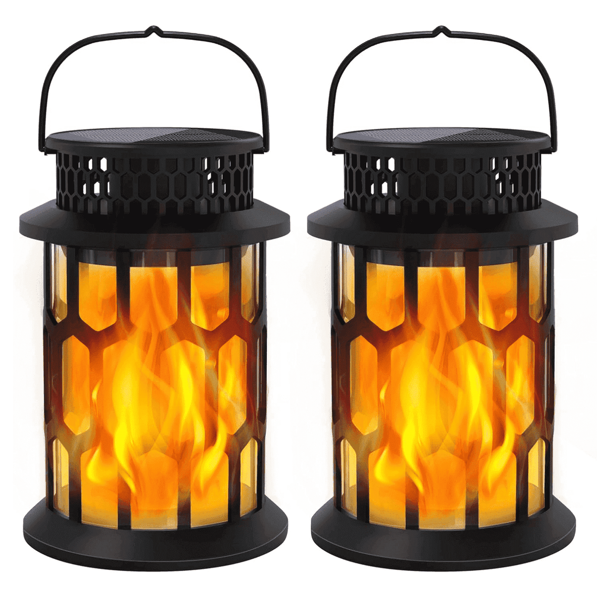 SZRSTH Solar Lights Outdoor, Flickering Flame Solar Lanterns for Garden Patio Yard Decorations