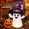 Toiyjofe 5.5 ft Halloween Inflatable Ghost with Pumpkin, LED Lighted Cute Halloween Yard Decoration for Porch, Lawn, Walkway & Party