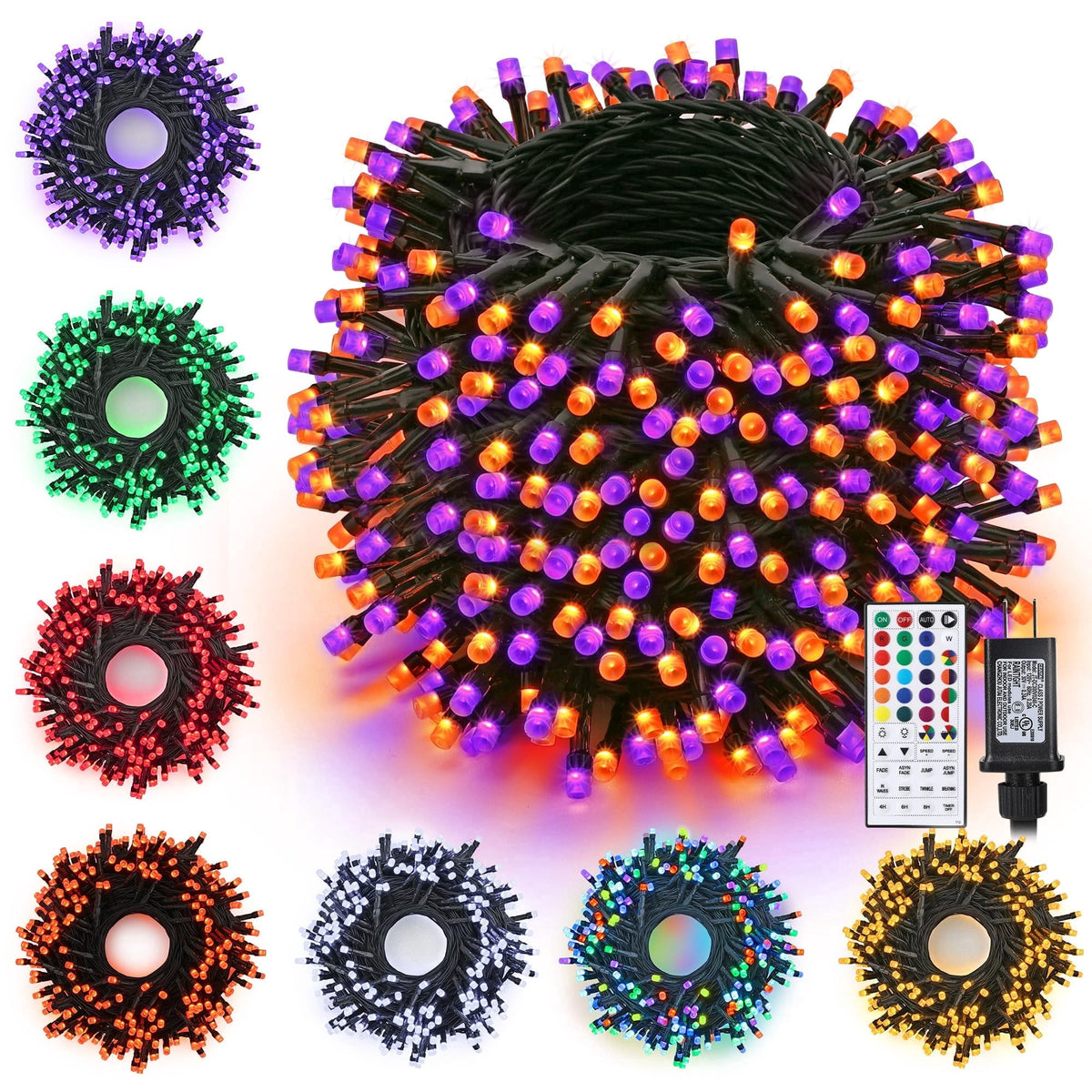 Toodour Orange & Purple Halloween Lights, 82ft 200 LED Plug in Halloween String Lights with 8 Modes, Memory & Timer Function, Connectable Halloween Outdoor Lights for Home, Garden, Halloween Decor