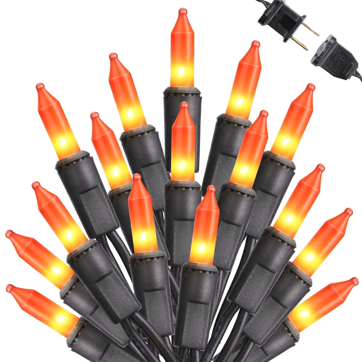 Toodour Orange & Purple Halloween Lights, 25ft 100 Count Incandescent Halloween String Lights, UL Certified Connectable Mini Bulbs Halloween Lights for Indoor, Outdoor, Garden, Porch, Halloween Decor