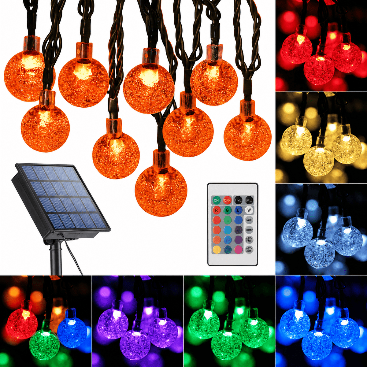 Toodour Solar String Lights Outdoor, 35.6ft 60 LED Waterproof Solar Powered Globe Patio Lights with 8 Modes for Garden Home Gazebo Yard Decorations (Warm White)