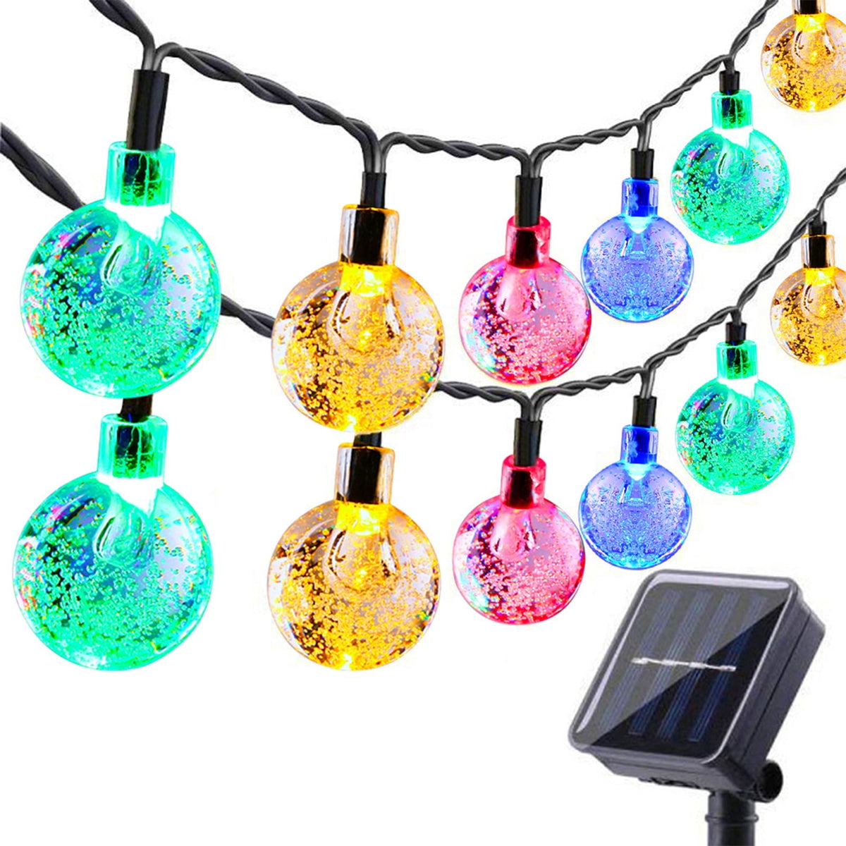 Toodour Solar String Lights Outdoor, 35.6ft 60 LED Waterproof Solar Powered Globe Patio Lights with 8 Modes for Garden Home Gazebo Yard Decorations (Warm White)