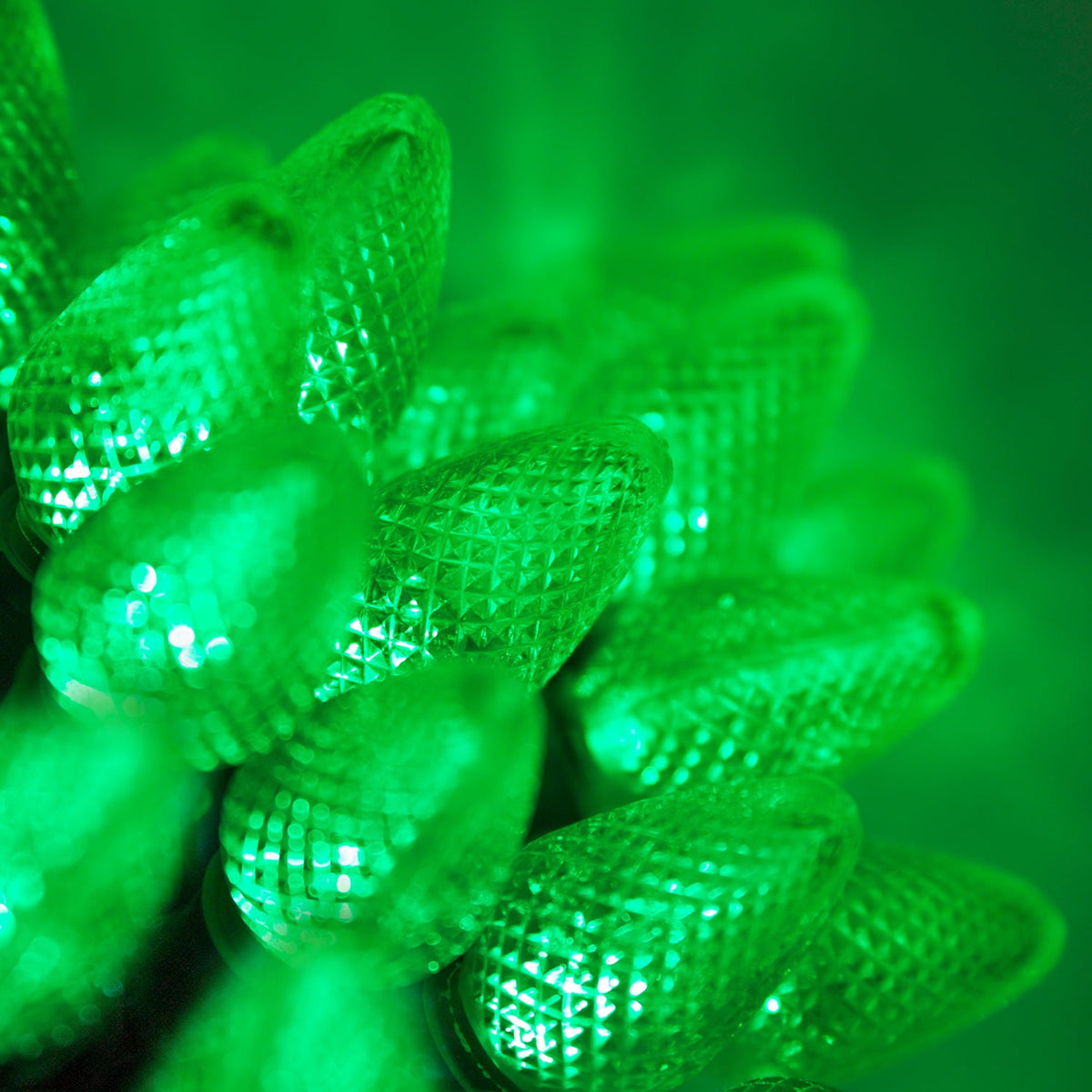 Wintergreen Lighting 25ct C7 LED Multi-Color Christmas Lights, 8" Spacing – Green Wire