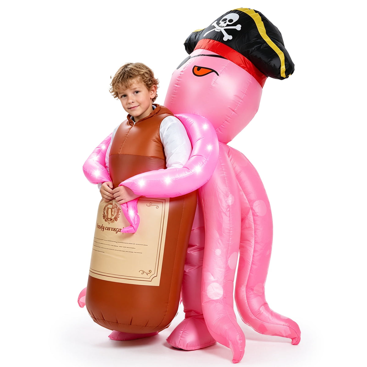 WonderStone Axolotls Inflatable Costume with LED Lights, Halloween Ride-on Costume, Blow-Up Dragon Onesie for Cosplay Party, Suitable for Kids Ages 7-12