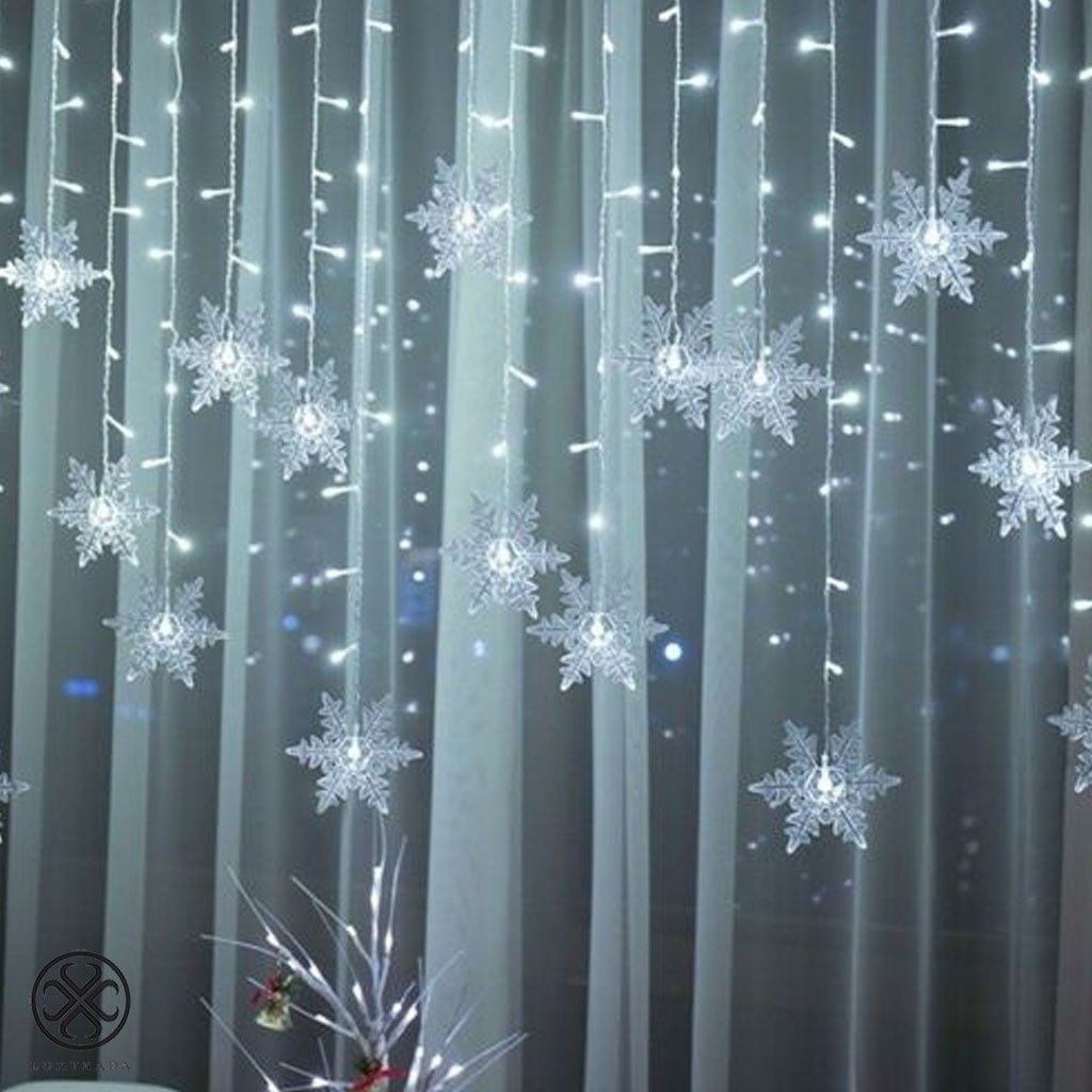 Morttic Christmas 96LEDs Snowflake Fairy String Curtain Window Light LED Starry Christmas String Lights for Holidays Wedding Party Decor (Warm Light)
