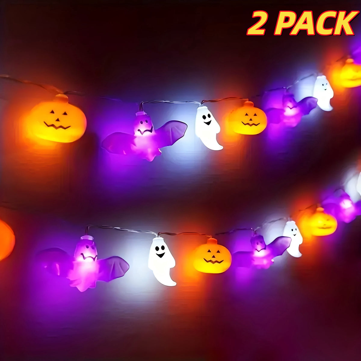 ZOEYKIMLO Halloween String Lights with Pumpkin, Bat, 10Ft 20 LED Battery Operated with 8 Modes Timer for Home Porch Fence Party Halloween Decoration