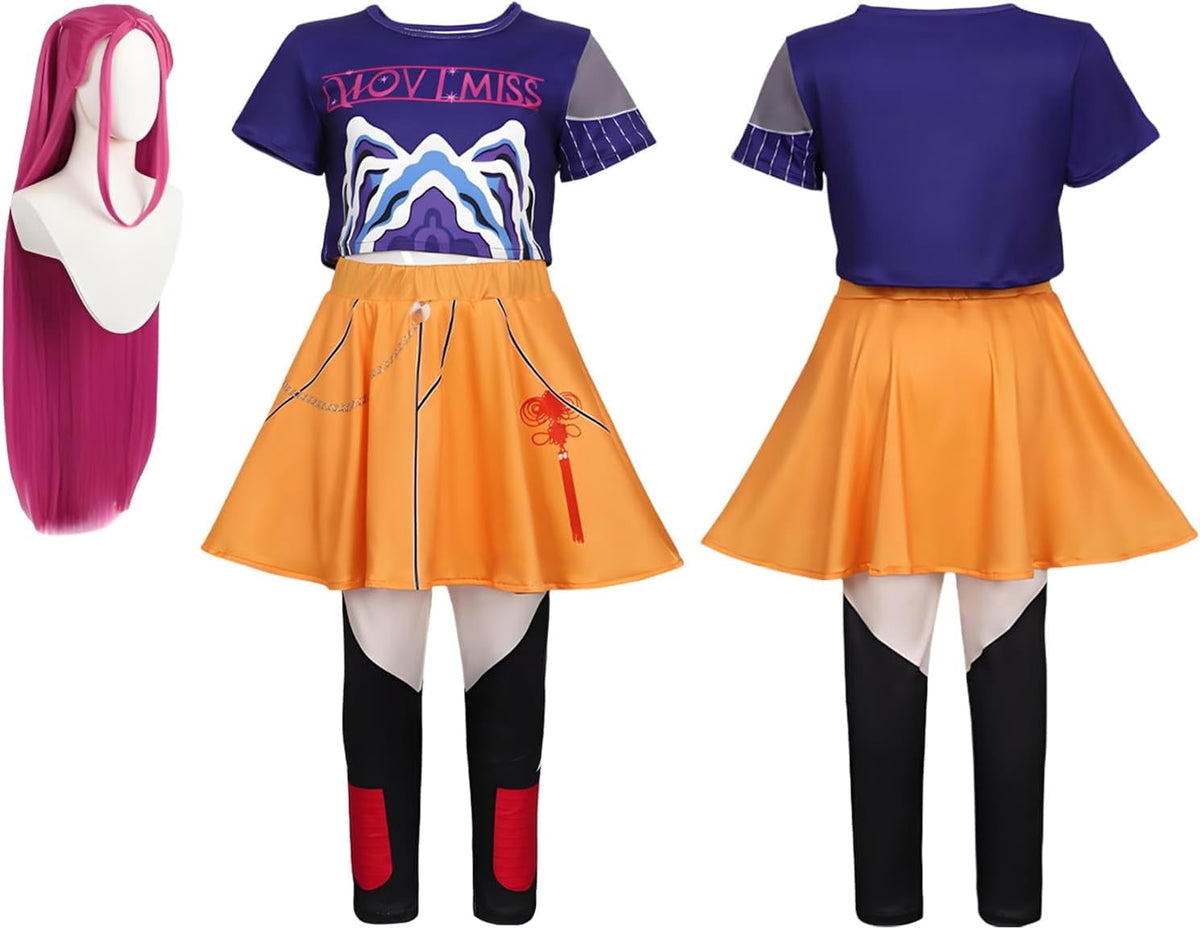 ZUITEH Halloween Anime Cosplay Miras Costumes,Popular Singer Idol Group T-Shirts Skirt Suit With Wig Full Set, Pop Star Dress Up Stage Outfits For School Party Carnival Festival Performance