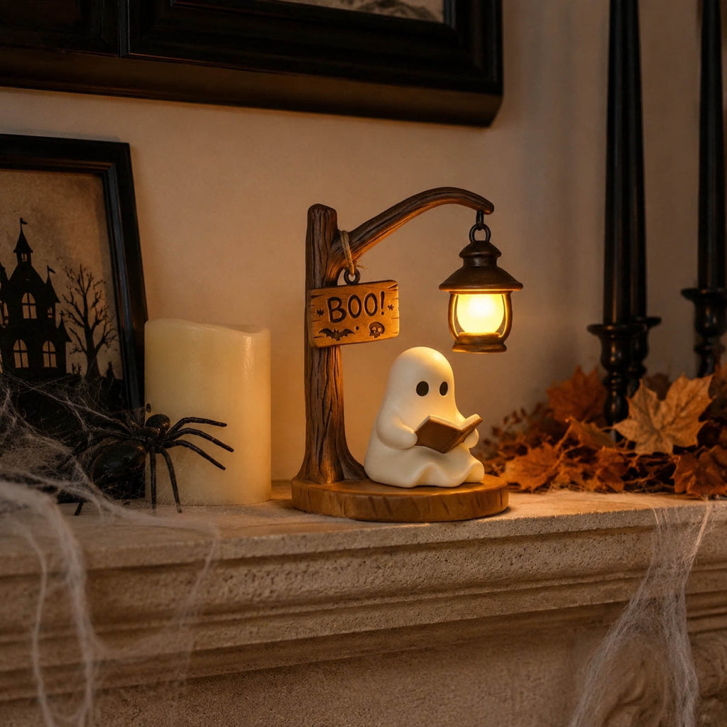 Clearance Halloween Decor-Halloween Decorations Indoor-Light up Ghost in Glass Like-Cute Ghost with Light for Home Kitchen Mantel Tabletop Party Decor and Holiday Decorations Best Halloween Gifts