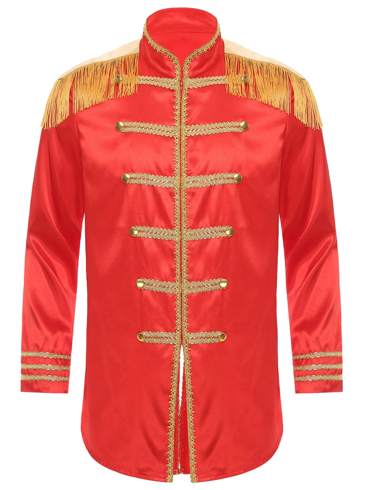 Eandarui Men's Halloween SGT Sergeant Pepper Costume Jacket Fancy Dress Hippie Music Star 1960s Shirt Red M
