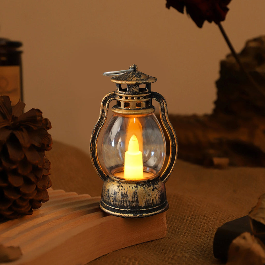 Harlier Vintage Design Plastic Mini Lantern, Tables Centerpieces LED Simulation Candle, 3.6 Inch Small Hanging Lantern, Lanterns Decorative for Wedding Centerpiece Tables (Gold)