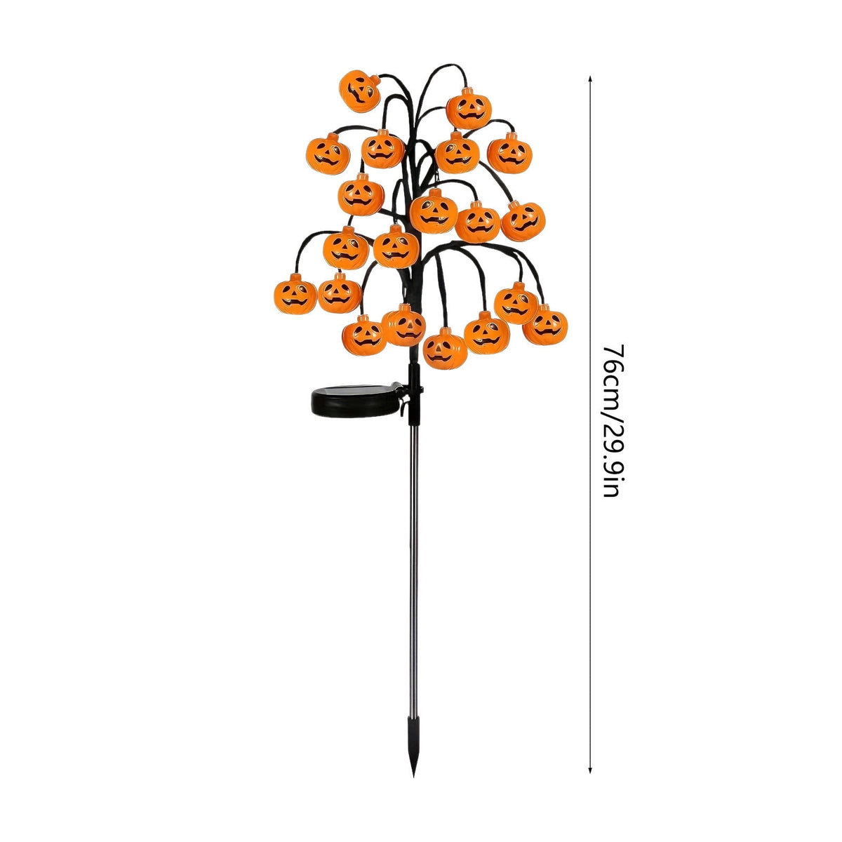 Btomtd 29.92 inch Solar Halloween Pumpkin Branch String Light 20 LED Waterproof Decorative Light for Outdoor Garden Terrace Pathway Trod Lighting Decor, Orange