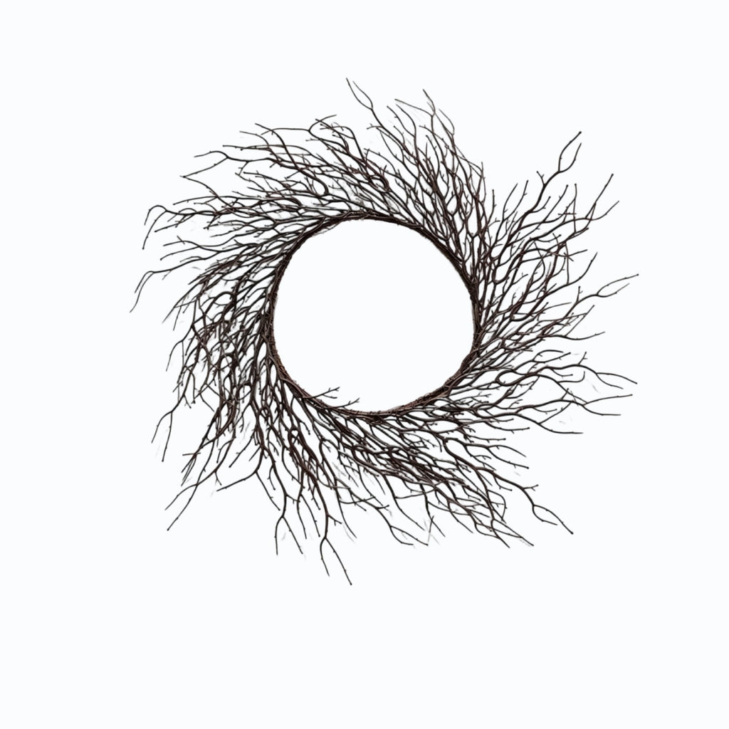 WWC Halloween Wreath, 18 inch Black Bats and Bare Branch Wreath, Gothic Halloween Decor Twig Wreath for Halloween Party Front Door Porch and Fireplace