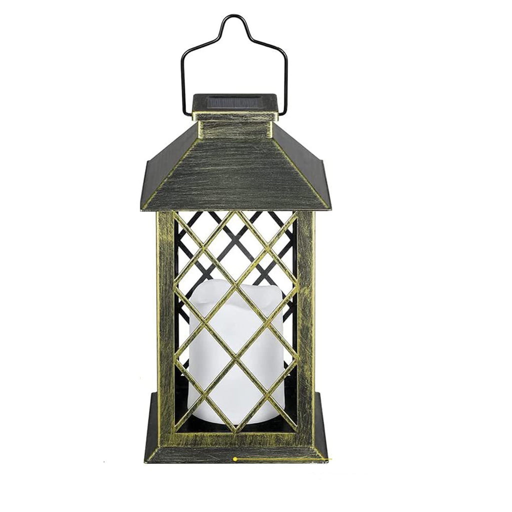 Wadada 13"Glass Solar Lantern Outdoor Waterproof,Hanging Lanterns Solar with Flickering Flameless Candle Mission Lights Decorative for Patio Front Porch Garden Backyard Outside Table(Antique Copper)