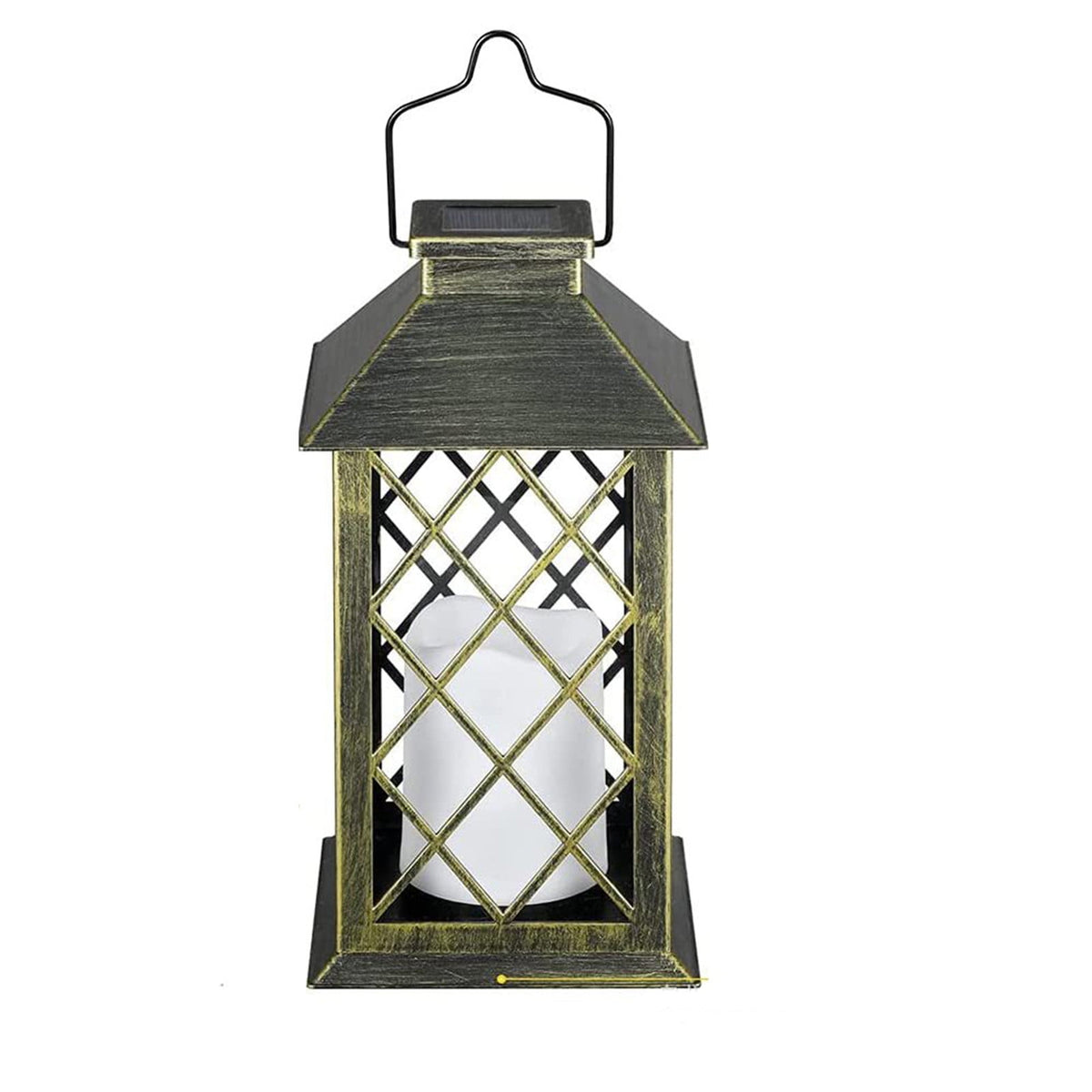 Wadada 13"Glass Solar Lantern Outdoor Waterproof,Hanging Lanterns Solar with Flickering Flameless Candle Mission Lights Decorative for Patio Front Porch Garden Backyard Outside Table(Antique Copper)