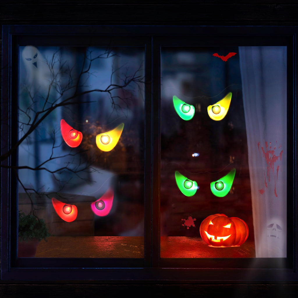 Toodour Halloween Ghost Eyes Lights, 10 LED Battery Halloween Lights with RGB Flashing Eyes, Waterproof Spooky Eyeball Halloween String Lights for Graveyard Indoor Outdoor Decorations